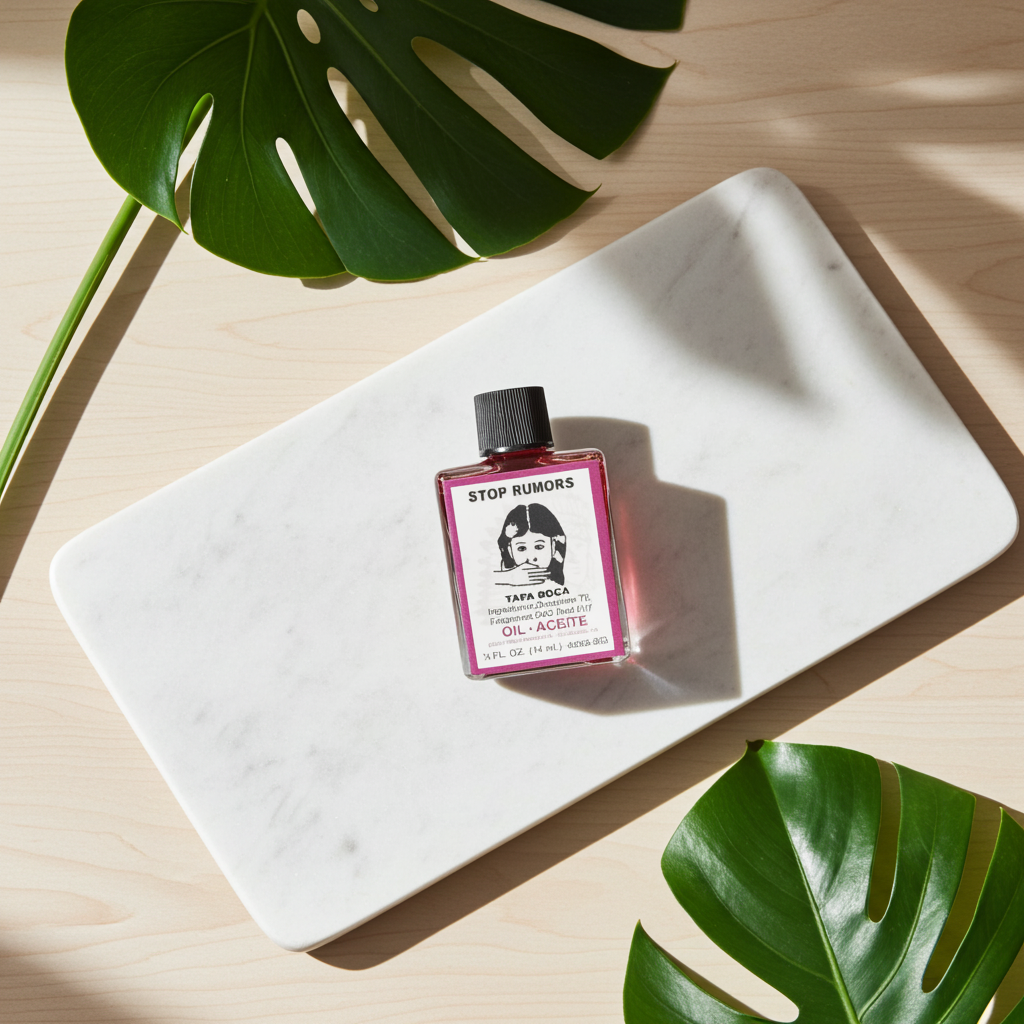 Stop Rumors Wish Oil ritual oil bottle for blocking rumors, quieting negativity, and spiritual practice.