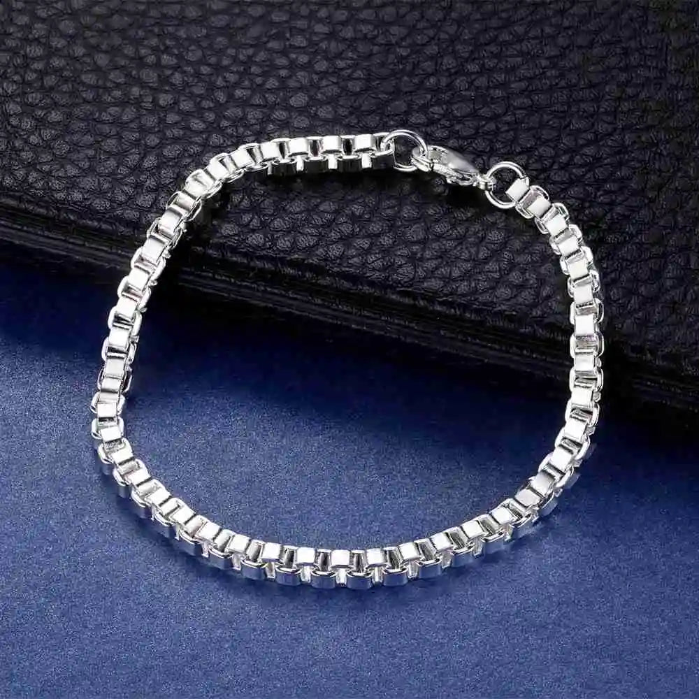 Stylish 925 Sterling Silver Heart Chain Bracelet for her as a silver bracelet for gift occasions, layering, and casual wear.
