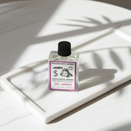 Success With Money Wish Oil abundance oil bottle for financial blessing, wealth intention setting, and prosperity ceremonies.