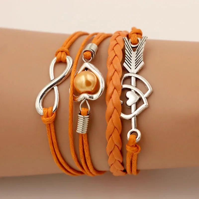 SUMENG infinity symbol leather bracelet for meaningful gifting, daily accessory use, and outfit coordination.