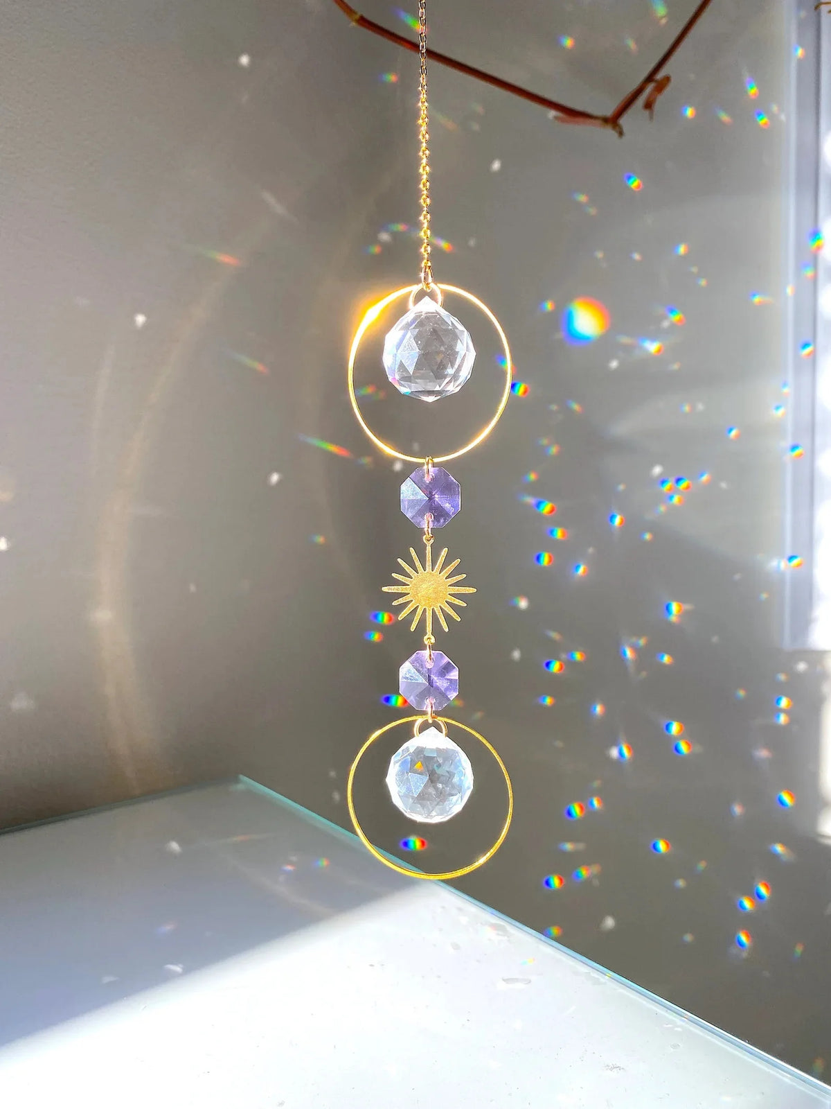 Crystal Sun Catcher Prism Rainbow Maker light-reflecting crystal prism for catching sunbeams and creating rainbow effects.