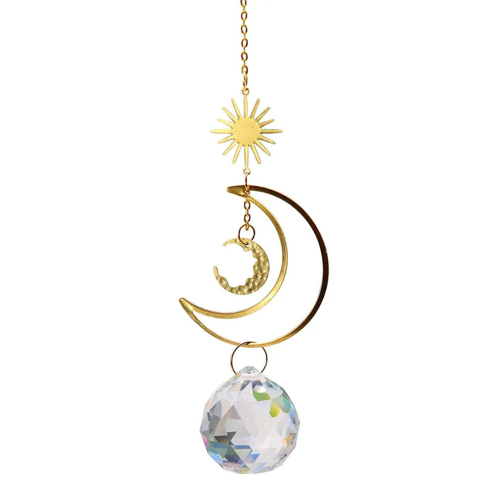 Sun-catching prism ornament with octagon rainbow beads for reflecting sunlight, creating indoor rainbow effects, and decorative hanging use.