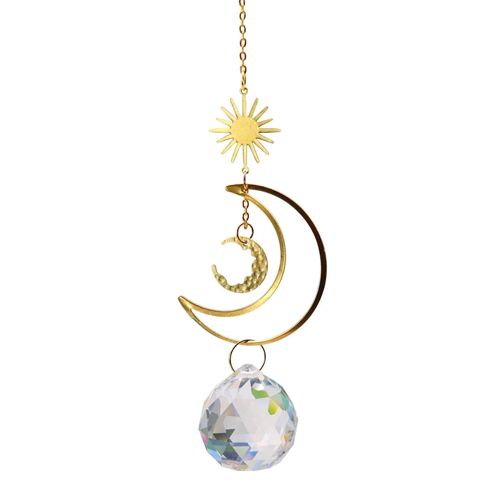 Sun-catching prism ornament with octagon rainbow beads for reflecting sunlight, creating indoor rainbow effects, and decorative hanging use.