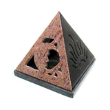 Sun & Moon Pyramid Cone Burner soapstone incense holder, front view