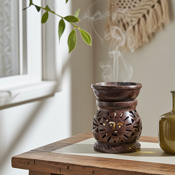 Sun Soapstone aroma lamp for warming fragrance oils and creating a relaxing home atmosphere.