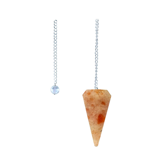Sunstone 6-sided faceted pendulum on a 9-inch chain for dowsing