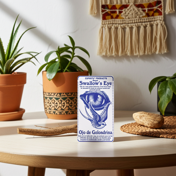 Swallow's Eye Root herbal bottle for traditional spiritual work, ritual preparation, and botanical use.