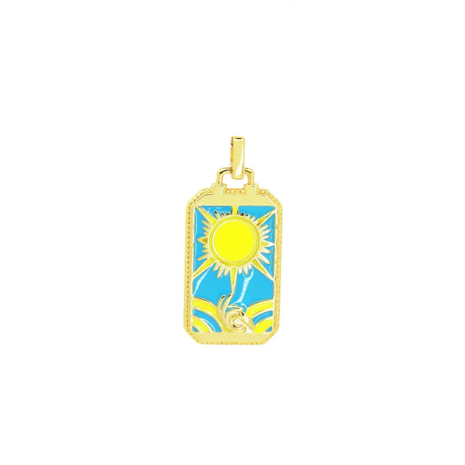 Symbolic enamel tarot card necklace for meaningful accessorizing, spiritual style, and everyday outfit pairing.