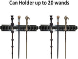 Tabletop Wizard Wand Display Stand holder for arranging, exhibiting, and keeping up to 11 wands accessible.