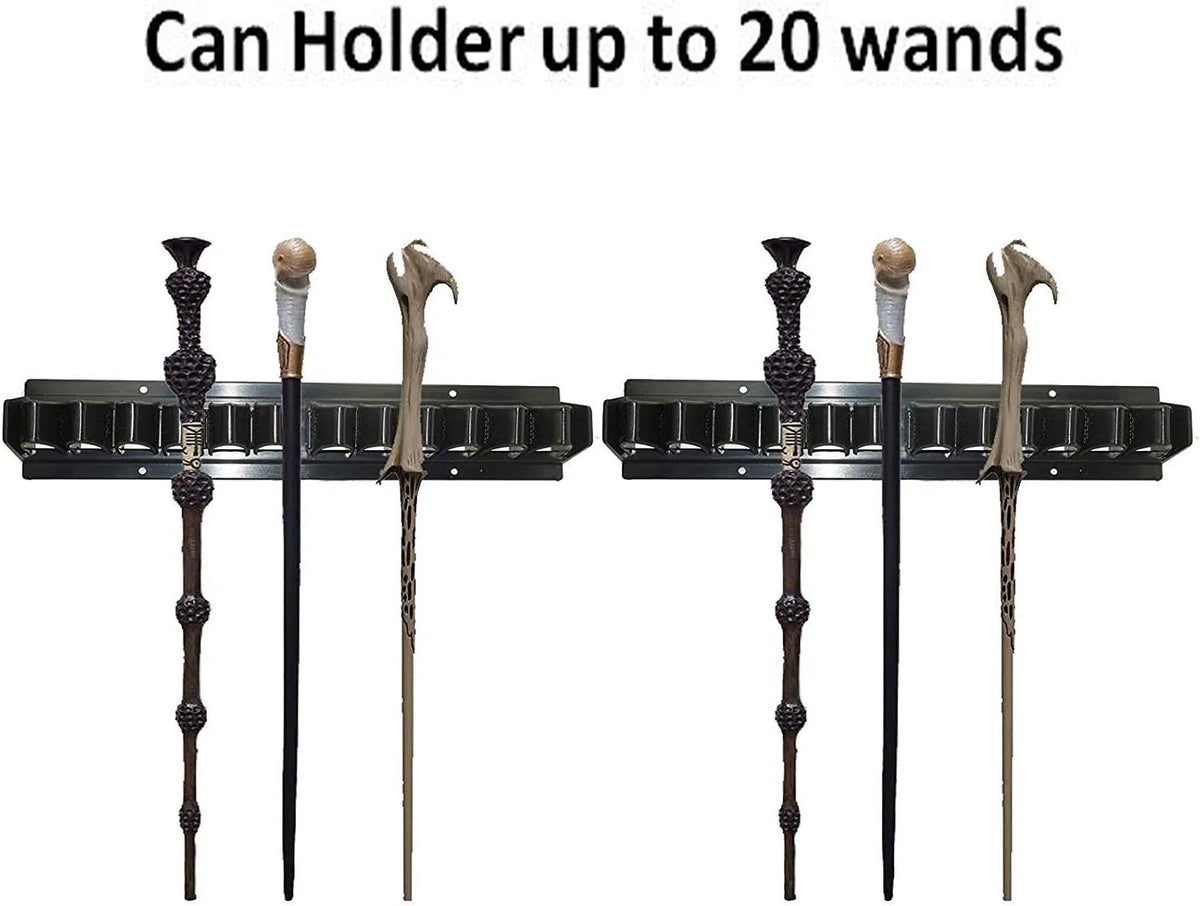 Tabletop Wizard Wand Display Stand holder for arranging, exhibiting, and keeping up to 11 wands accessible.