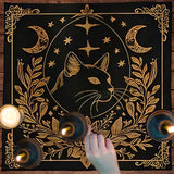 Tarot altar cloth with moon and pentagram design as a fabric reading mat for tarot spreads, divination, and ritual table use.