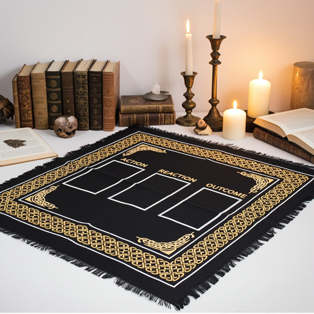 Tarot Card Altar Cloth for Beginners, 18x18 inch layout detail
