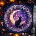 Tarot Card Altar Cloth with Moon & Pentagram fabric altar cloth for tarot readings, divination, and spiritual ritual use.