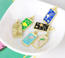 Tarot card charm enamel pendant for layered jewelry styling, symbolic use, and mystical fashion looks.