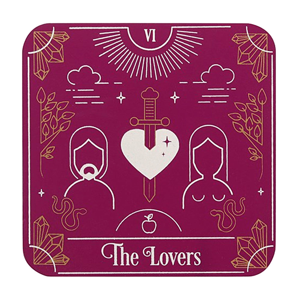 Tarot Card Coaster Set coaster collection for holding cups and glasses while adding mystical style to tables and counters.