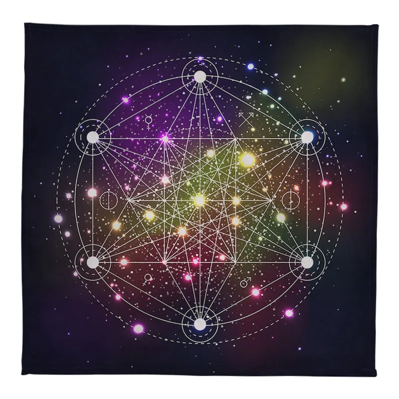 Hexagram Tarot & Oracle Card Altar Cloth reading mat for tarot divination, oracle card pulls, and sacred space use.