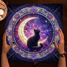 Tarot Card Altar Cloth with Moon & Pentagram reading cloth for tarot spreads, divination sessions, and ceremonial altar use.