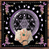 Moonlight Flower Tarot Reading Cloth tarot cloth for card reading tables, intuitive practice, and altar decoration.