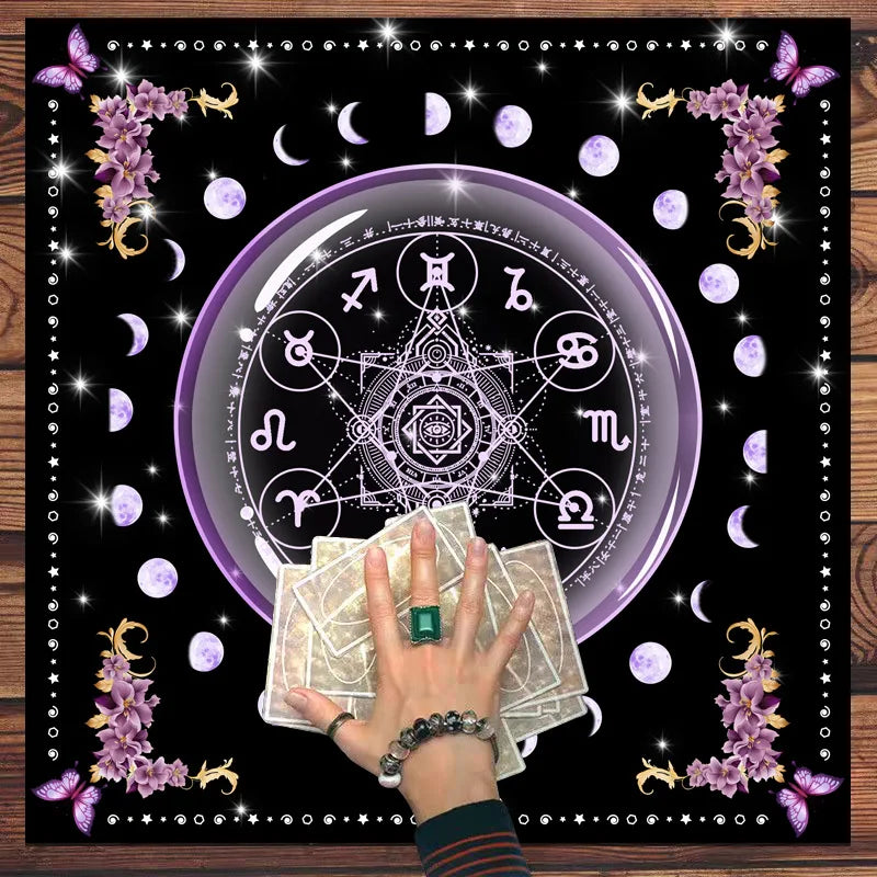 Moonlight Flower Tarot Reading Cloth tarot cloth for card reading tables, intuitive practice, and altar decoration.
