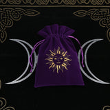 Tarot storage pouch in soft velvet for keeping tarot cards protected and ready for reading or gifting.