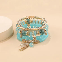 Bohemian Tassel Beaded Bracelet Set bracelet stack for wrist layering, summer fashion, and free-spirited accessory styling.
