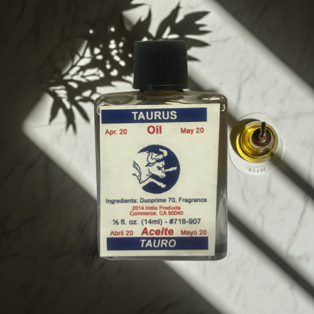 Taurus Wish Oil spiritual oil bottle for zodiac ritual work, candle dressing, and wish-focused ceremonies.