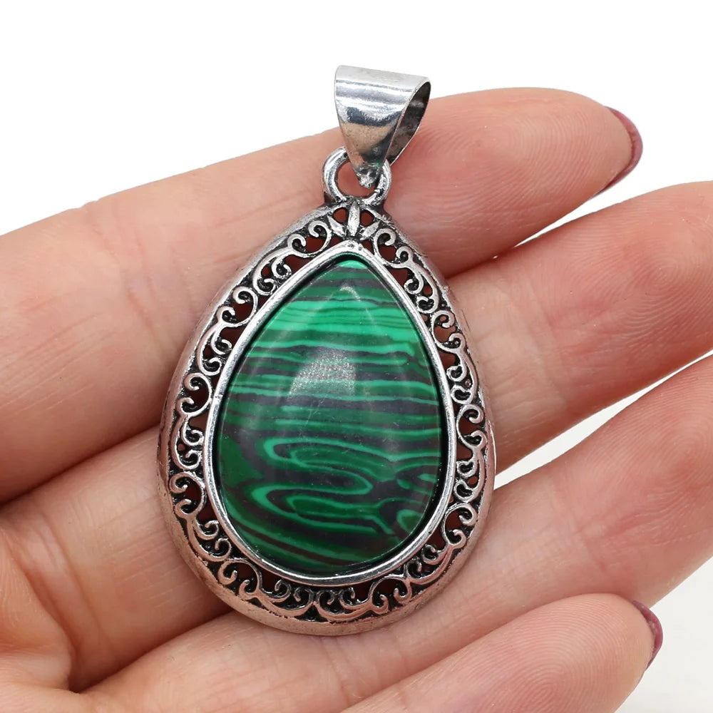 Abalone & Lapis teardrop stone pendant jewelry for layering with necklaces, special occasion styling, and everyday fashion use.