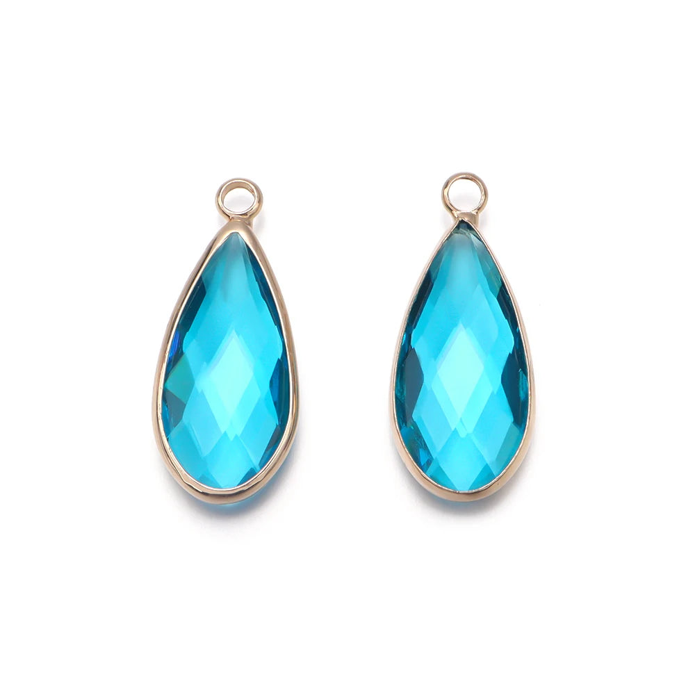 Teardrop crystal glass bead charms for DIY earrings, necklace drops, and jewelry repair projects.
