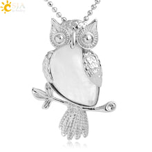 Teardrop owl gemstone necklace for casual fashion, symbolic accessory wear, and layered jewelry styling.