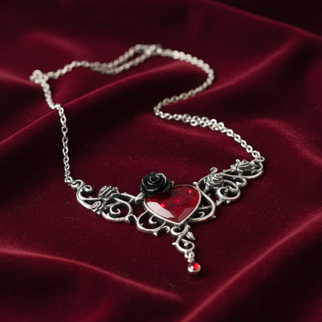 The Blood Rose Heart Pendant necklace, front view
