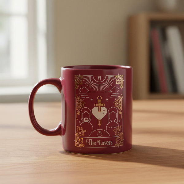 The Lovers Tarot Card Mug, 11oz, front view