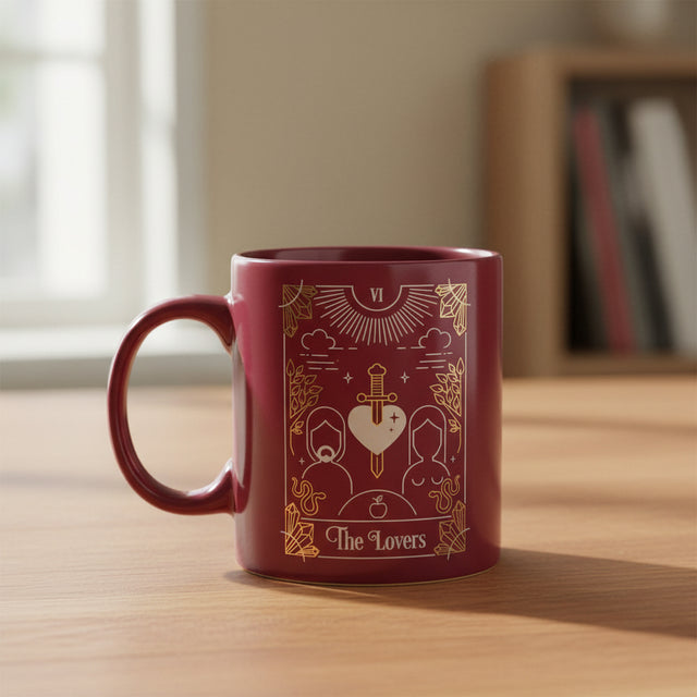 The Lovers Tarot Card Mug, 11oz, front view