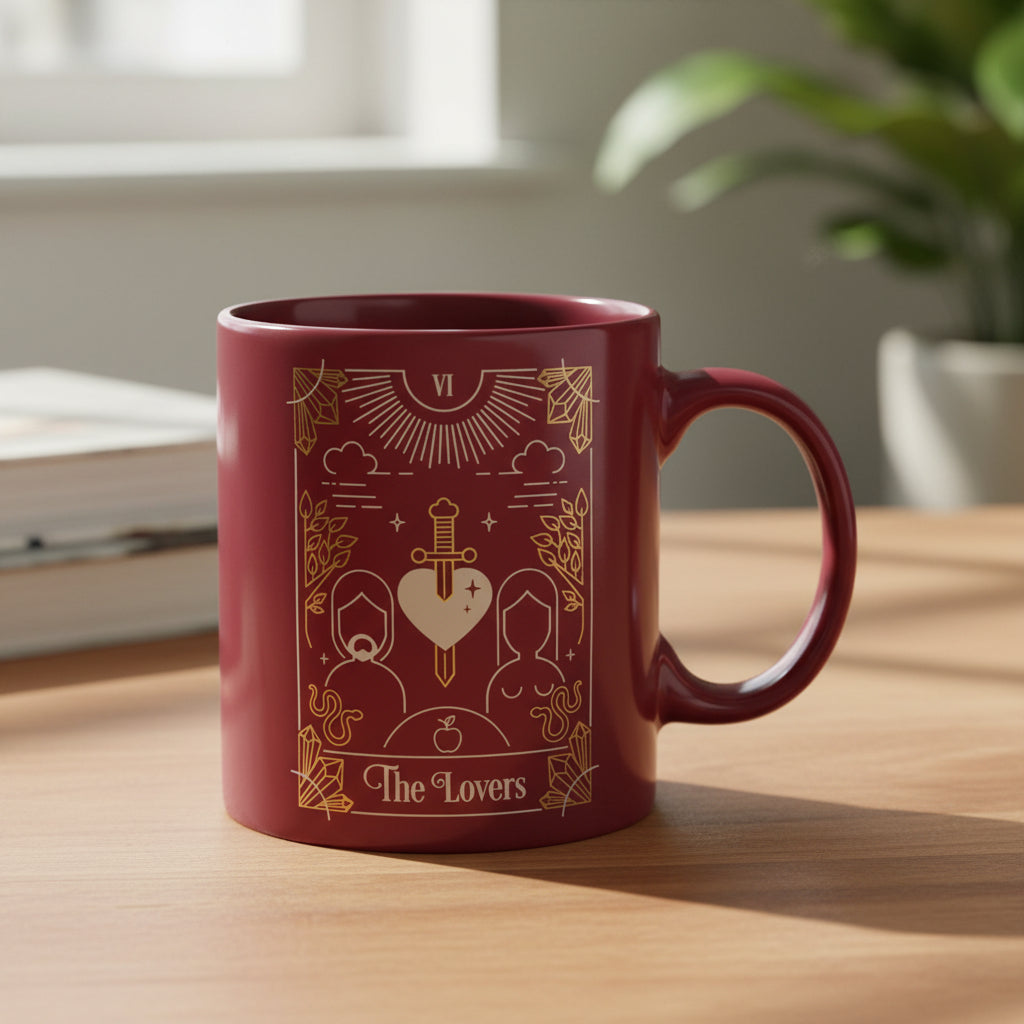 The Lovers Tarot Card Mug, 11oz, side view