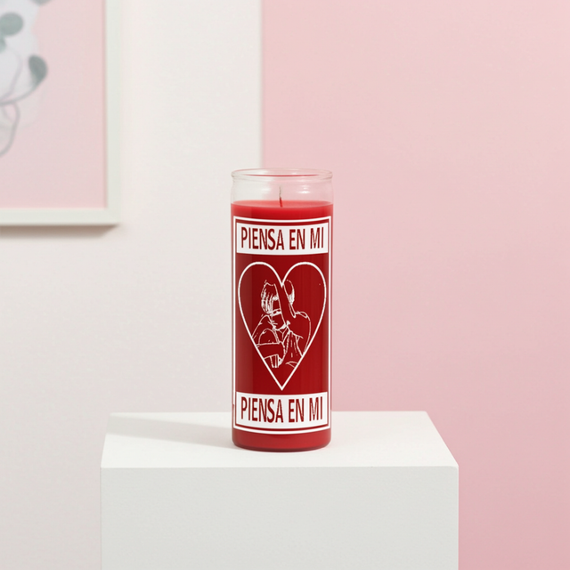Think of Me red 1 color 7 day candle glass jar candle for attraction, love intention, and devotional ritual use.