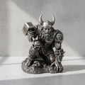 Thor God of Thunder statue wielding Mjolnir hammer for Norse mythology decor, altar display, and collector use.