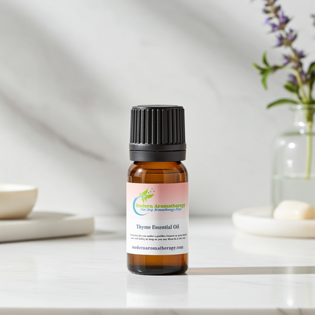 Thyme Essential Oil bottle for aromatherapy, diffuser use, and natural home fragrance.