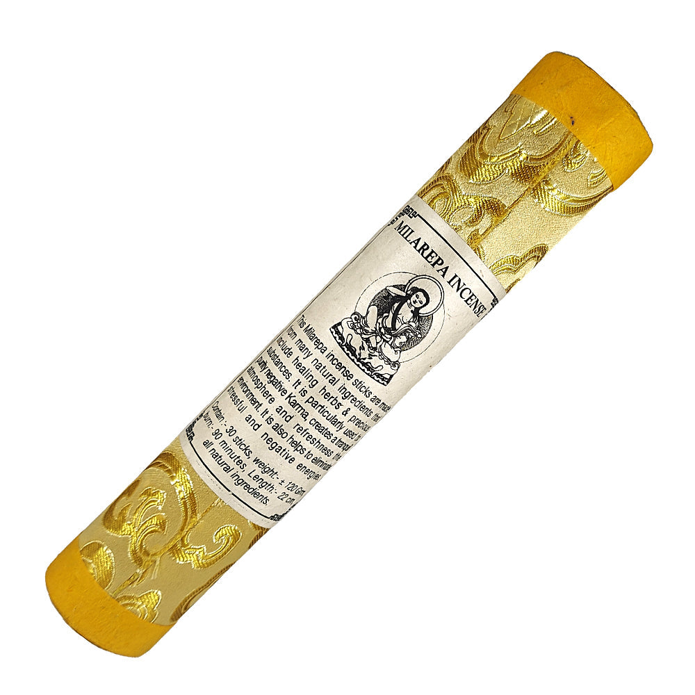 Tibetan Milarepa yellow brocade tube incense sticks