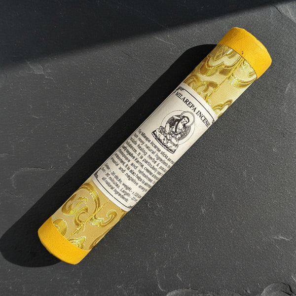 Tibetan Milarepa yellow brocade tube incense sticks