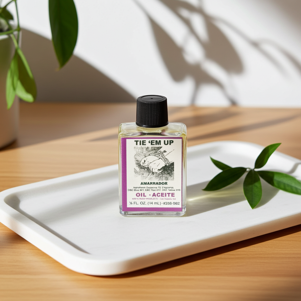 Tie Em Up Wish Oil spiritual oil bottle for candle dressing, prayer, and ceremonial practice.