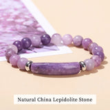 Tiger Eye & Amethyst bar bracelet accessory for casual wear, layered jewelry outfits, and gemstone styling.