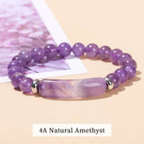 Tiger Eye & Amethyst rectangle stone bracelet for casual outfits, crystal jewelry collections, and gift use.