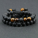 Black Lava Stone & Tiger Eye Crown Bracelet stretch bracelet for confidence, protection, and everyday accessory wear.