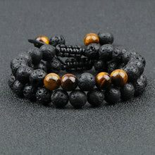 Black Lava Stone & Tiger Eye Crown Bracelet stretch bracelet for confidence, protection, and everyday accessory wear.
