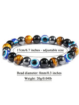 OAIITE Tiger Eye stone Evil Eye bracelet for energy balance, spiritual protection, and fashionable wristwear.