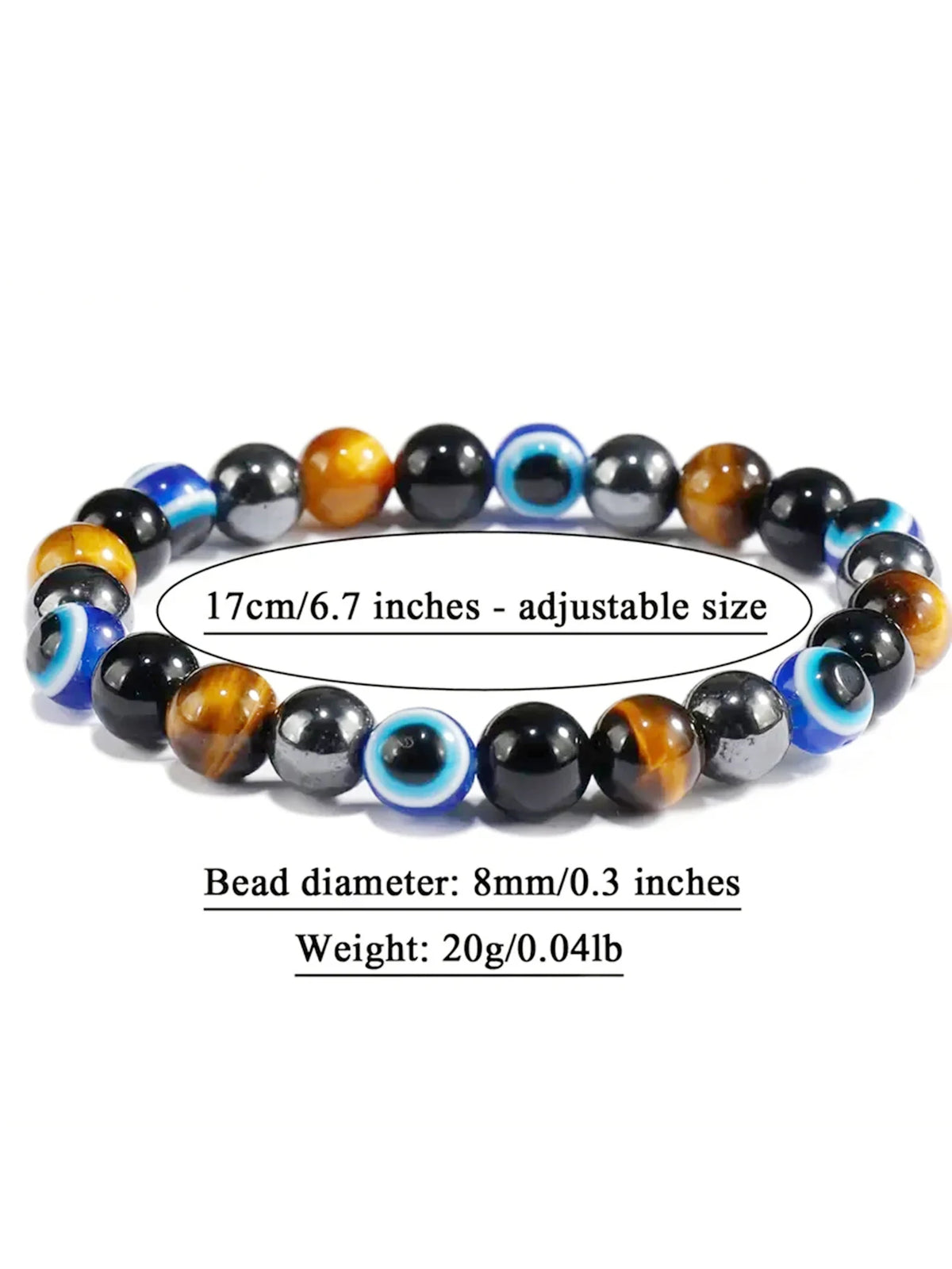 OAIITE Tiger Eye stone Evil Eye bracelet for energy balance, spiritual protection, and fashionable wristwear.