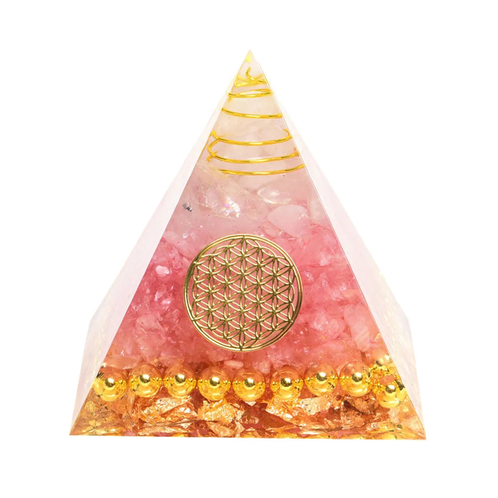 Tiger Eye Tree of Life Orgonite Healing Pyramid for meditation, energy healing, and home décor.
