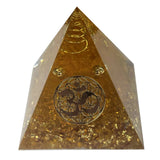 Tiger Eye Tree of Life Orgonite Healing Pyramid for meditation, energy healing, and home décor.