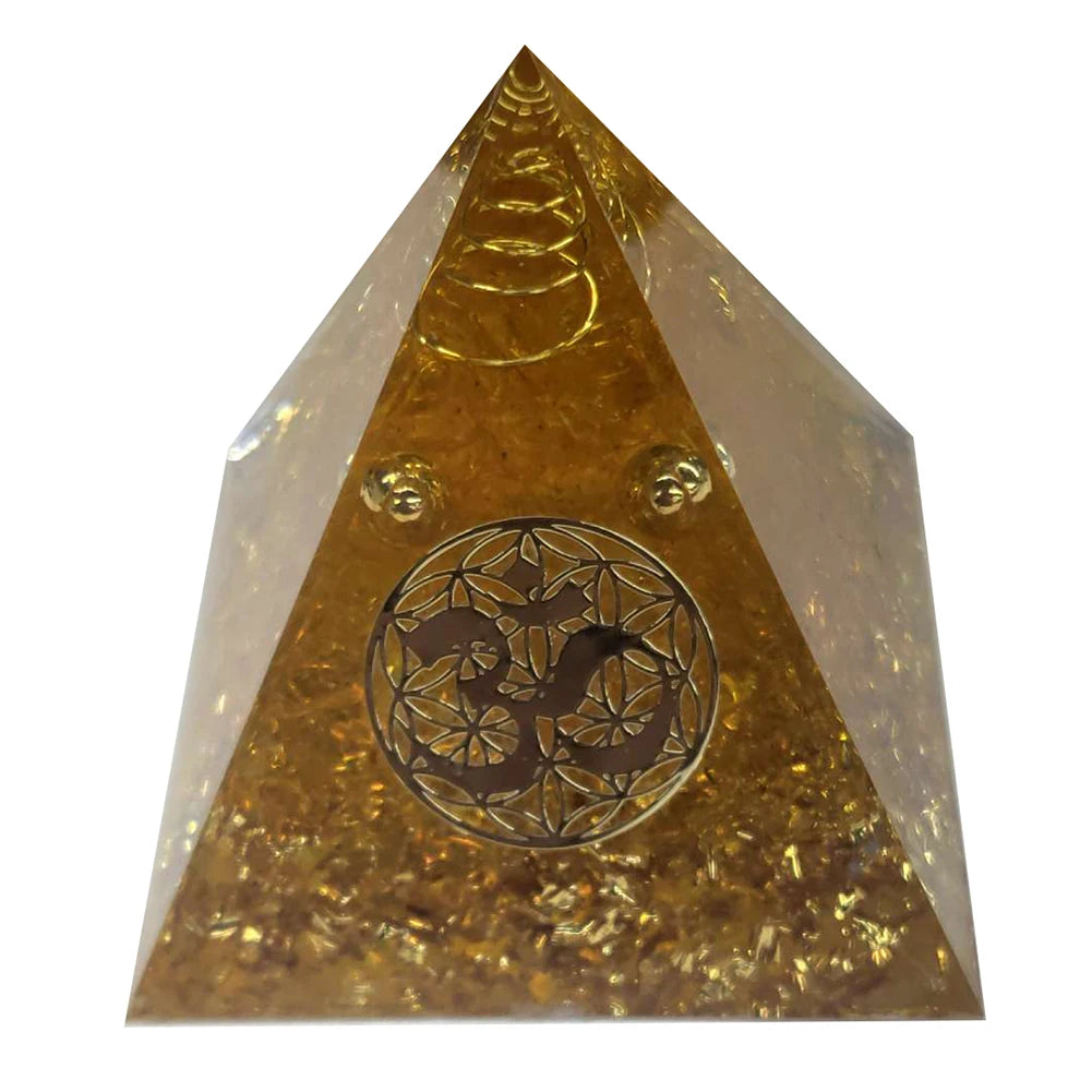 Tiger Eye Tree of Life Orgonite Healing Pyramid for meditation, energy healing, and home décor.