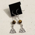 Tiger's Eye Triquetra Earrings, gemstone jewelry featuring the triquetra symbol