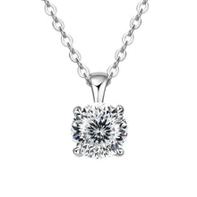 Timeless solitaire moissanite pendant necklace with four-prong setting for elegant daily use, weddings, and anniversaries.